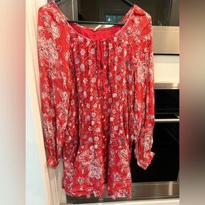 Free People Red and White Floral Dress